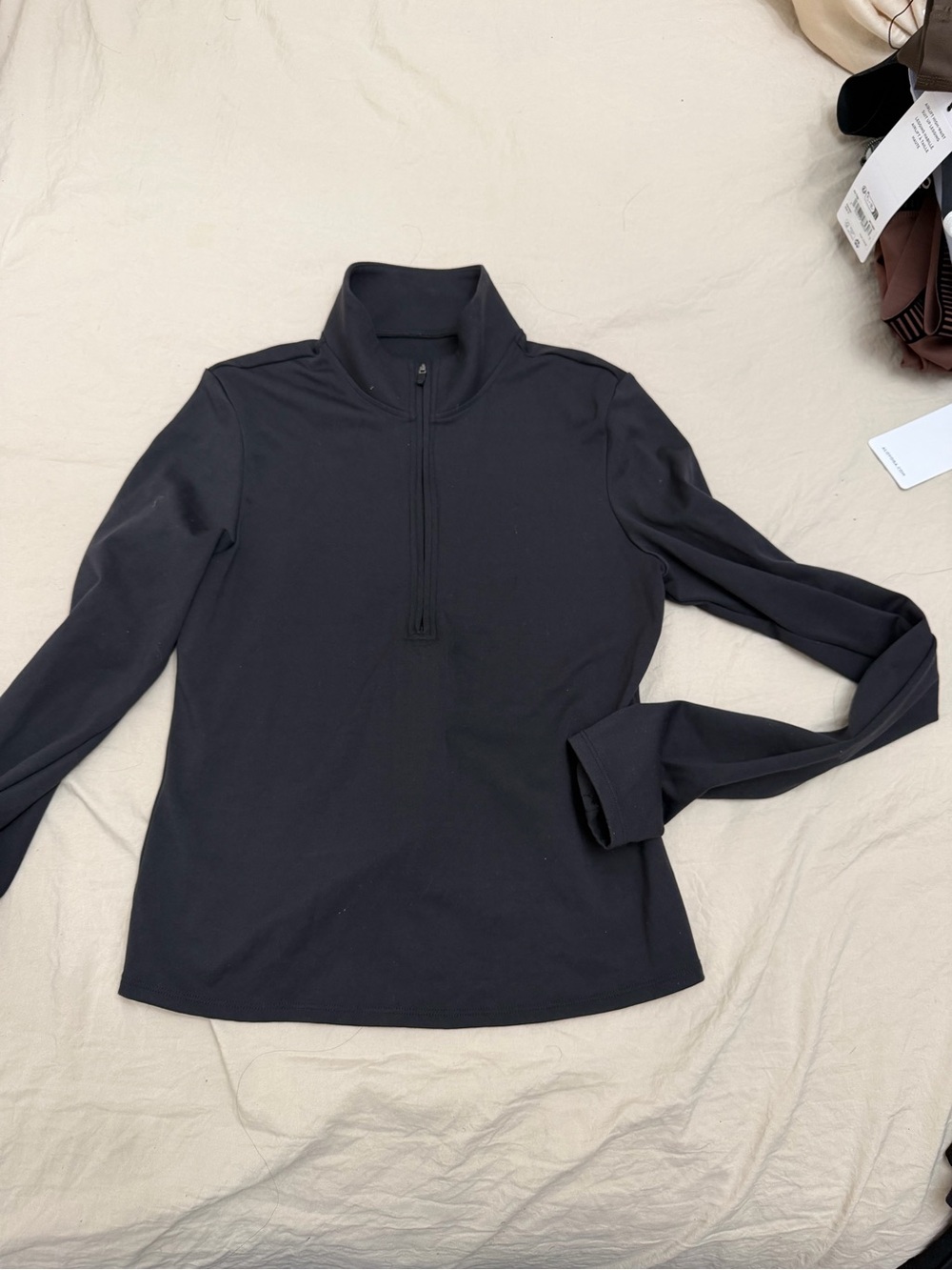ALO Yoga Black Half-Zip Long Sleeve Top